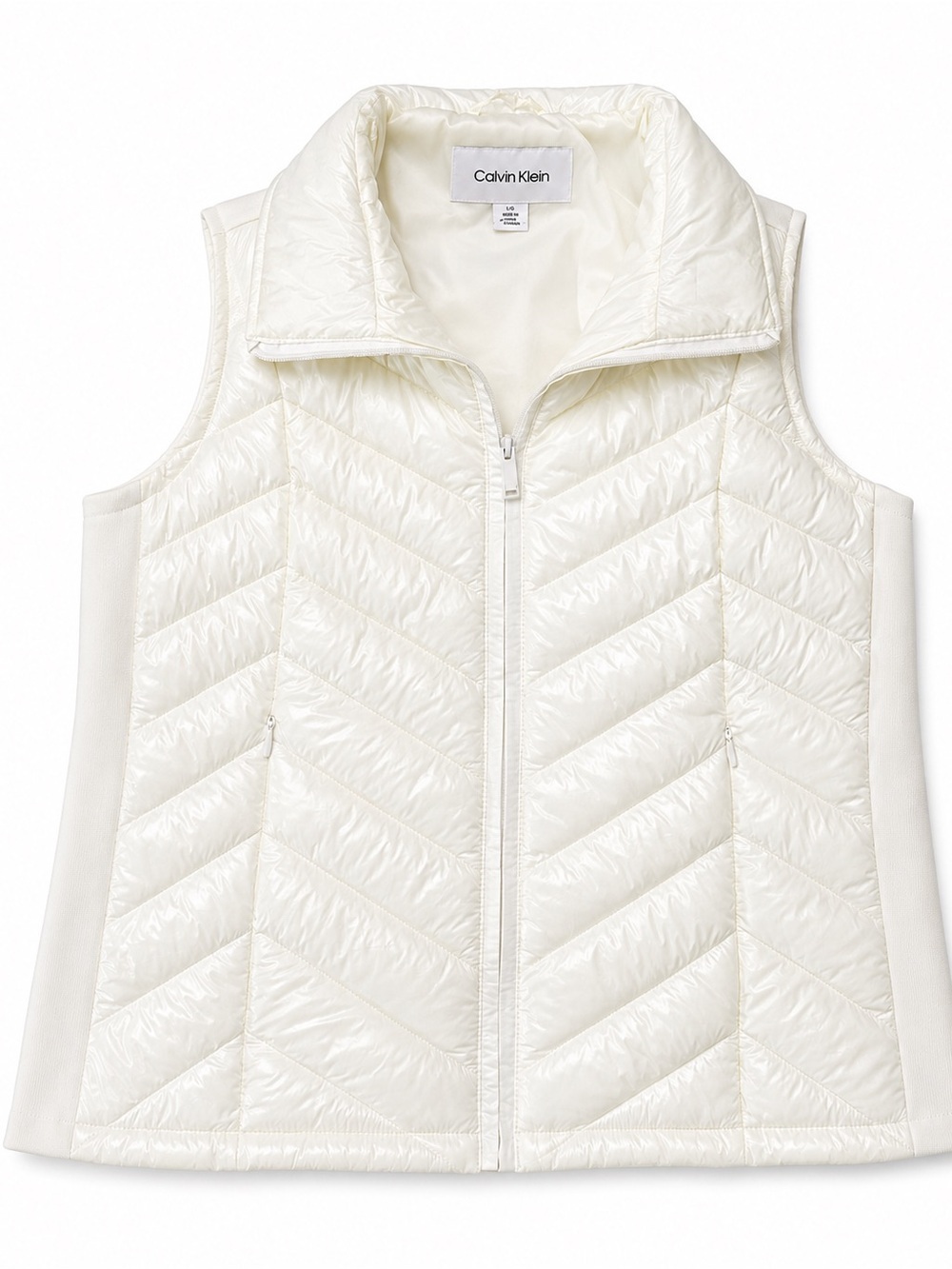 Calvin Klein Cream Quilted Sleeveless Puffer Vest